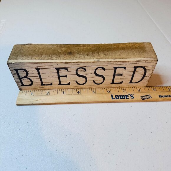 Rustic BLESSED Block Decoration Distressed Farmhouse Decor Tiered Tray or Wall - Picture 2 of 10
